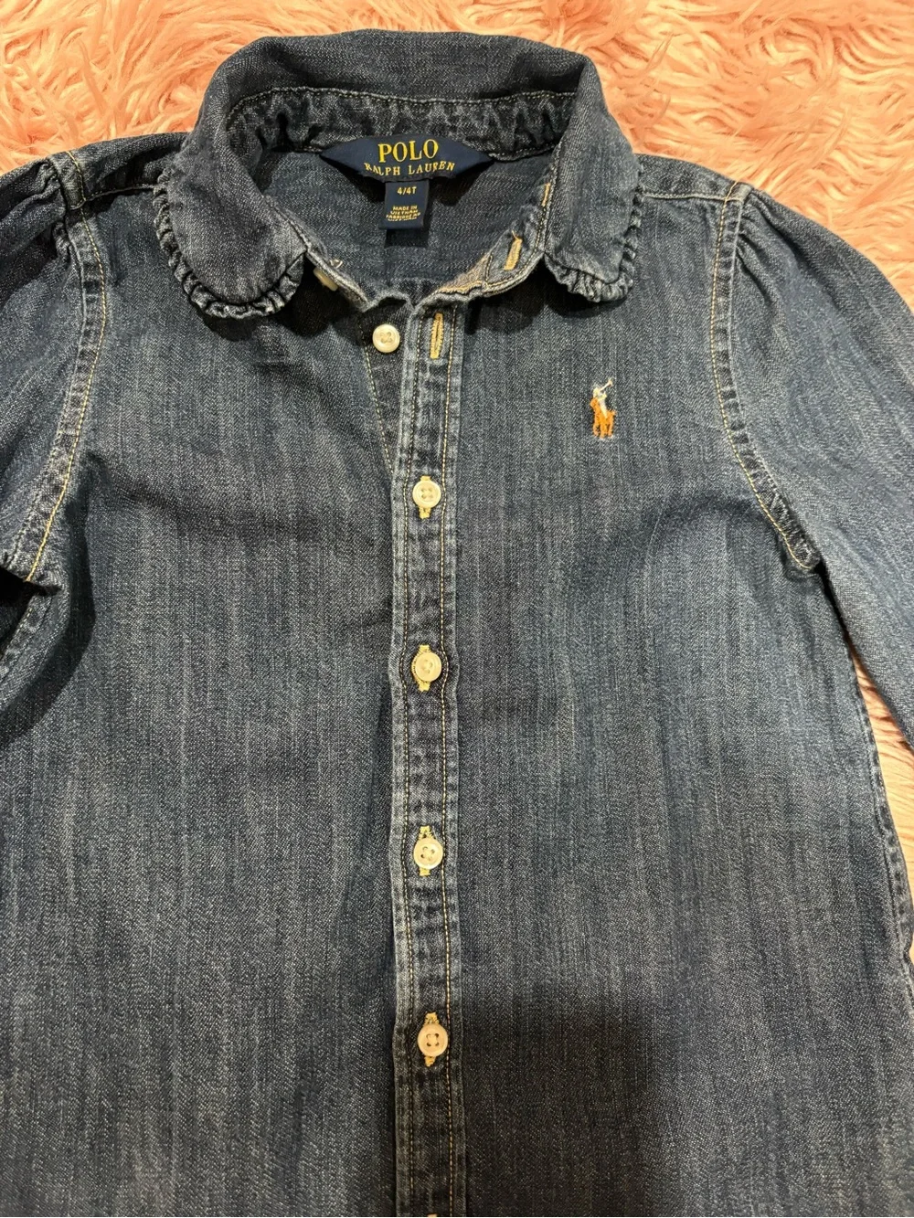Ralph Lauren Girls' Denim Button-Down Shirt - Indigo